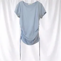 リブ編み ライトブルーTシャツ M