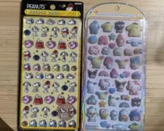 スヌーピーボンボンドロップシールミニ　サンリオコットンパフィシール　２枚セット