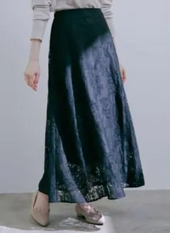 新品 ブラック レースマキシスカート 大人 おしゃれ