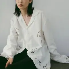 セレクトモカ フラワーエンブロイダリーシアーワイドパンツ オーバー