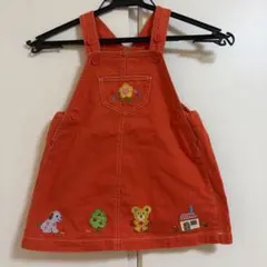 ミキハウス　ジャンバースカート　オレンジ　刺繍90 日本製　mikihouseのサムネイル