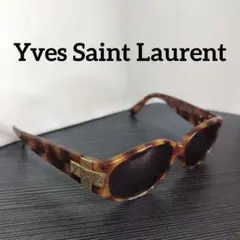 Yves Saint Laurent ゴールドカラーロゴ加飾サングラス 度無しのサムネイル