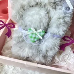 ぬい服 ぬいぐるみ用ハートスタイ ギンガムチェック レース フリル いつぬい 緑