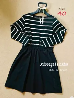 【simplicite】レディース シンプリシテェ 膝丈ワンピース 長袖 M-L