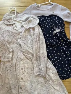キッズ 長袖ワンピース 2点セット 花柄のサムネイル