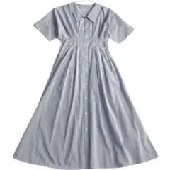 URBANRESEARCH 青 白 ストライプ シャツワンピース F 新品タグ付