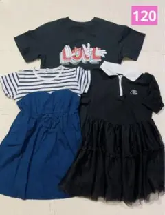 まとめ売り❤️120 ユニクロ　ワンピース　半袖　夏　女の子　H&M ブラック
