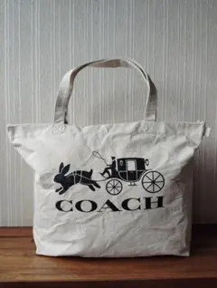 限定品　COACH　コーチ　キャンバス　トートバッグ　うさぎ　オフホワイト