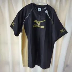 Mizuno 半袖シャツ ブラック/ゴールド Oサイズ