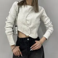 W.W.G グレー クロップド長袖トップス