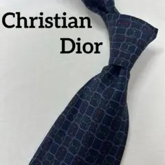 【美品】Christian Dior ネイビー シルクネクタイ