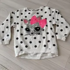 H&M ドット柄 猫デザイン トレーナー 6-8歳