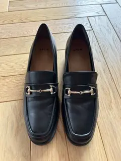 極美品】APOM アポム ブロックヒールビットローファー 38 24cm 黒 