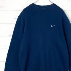 ナイキ NIKE スウェット トレーナー スウッシュ刺繍 裏起毛 ネイビー S
