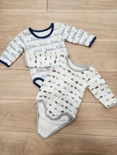 サイズ80 キルティングであったかい秋冬用ロンパース 2枚セット