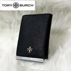 【美品】Tory Burch レザー カーフ カードケース 名刺入れ ロゴ金具
