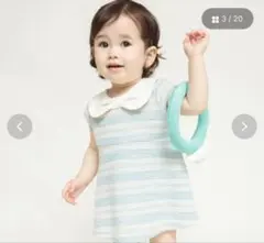 新品　未使用　ブランシェス　マルチボーダーツイード半袖カバーオール