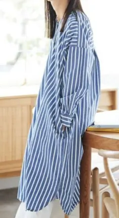 サニークラウズ　ストライプ長袖シャツワンピース　LT