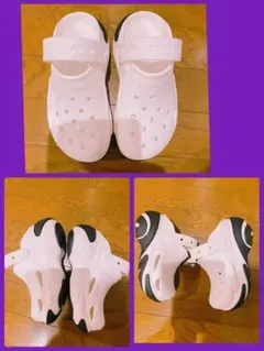 Crocs 厚底サンダル ホワイト ブラックのサムネイル