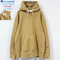 M　80s復刻　チャンピオン　フードプリントのリバースウィーブパーカー　ロゴ刺繍