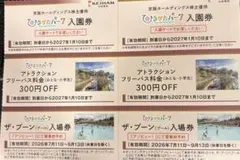 ひらかたパーク 株主優待 入園券　ザ・ブーン(プール)入場券２名様分　ひらパーのサムネイル