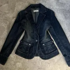 平成ギャル グランジ デニムジャケット テーラード y2k ダークコア くびれ