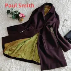 ポールスミス ロングコート ウール ボルドー タマムシ XL ドロップショルダー