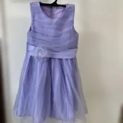 キッズパープルブルーパーティドレス発表会チュールレースバラブローチ140サイズ