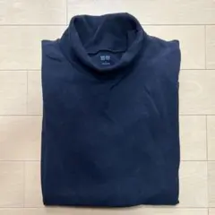 ユニクロ ソフトタッチタートルネックT 黒 長袖カットソー L