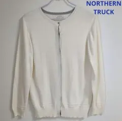 NORTHERN TRUCK 綿100%長袖カーディガン 白 変わりボタン Lのサムネイル
