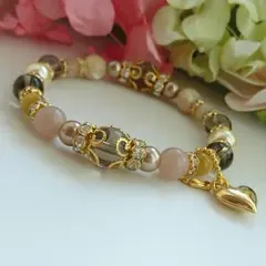 289♡スモーキークォーツ×オレンジムーンストーン♡ブレスレット