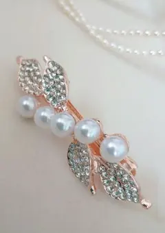 ヘアバレッタ パール 髪飾り
