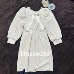 Emsexcite エムズエキサイト　コーデュロイパフスリーブ　ミニワンピース