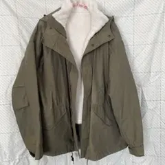 オリーブグリーン モッズコート フード付き