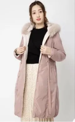 ビーラディエンス　リバーシブルモッズダウンコート　ピンク　ベージュ　オフホワイト