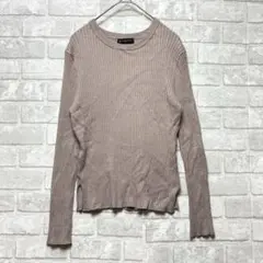 グローバルワーク 長袖ニット M 美品 ブラウン リブ 着回し レイヤード