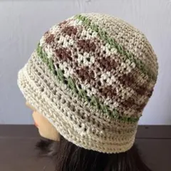 キャップ　ビーニー クロシェハット　コットン素材　クラッシャーハット 透かし