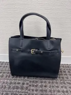ブラックハンドバッグ ショルダーストラップ二つ付き　新品