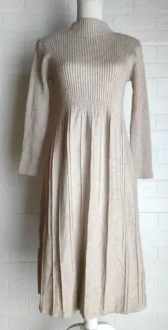 Laveange ラビアンジュ ハイネック ニット ワンピース リブ編み