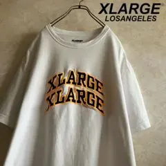 レアデザイン 古着 xlarge 刺繍2段ロゴtシャツ 白 XL