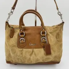 【良品】coach ショルダーバッグ ハンドバッグ2way シグネチャー柄