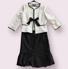 フォーマルスーツ 3点セット ドット柄リボン スカートが可愛い入学式や卒業式にも