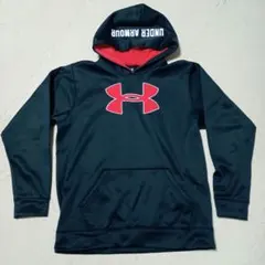 UNDER ARMOUR フード付きパーカー YXL 　黒/赤