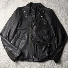 STUDIOUS ラムレザー ダブルライダースジャケット 羊革 本革 日本製 黒