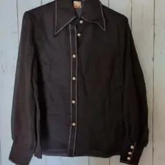 レトロでカッコいい♡シースルーブラック 長袖シャツ