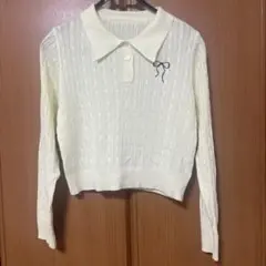 長袖　薄いニット　薄い黄色　可愛い