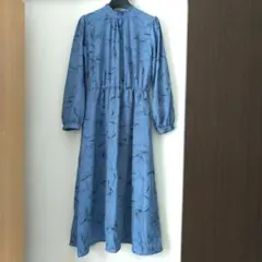 DRESKIP マキシ丈ワンピース ブルー 青 花柄 M 大人