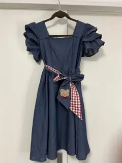 ♡axesfemmekawaii♡ベアズベーカリー刺繍ワンピ ブルー