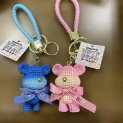 cutebare クマさん　ペアキーホルダー 青とピンク　２個セット