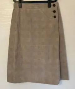 URBAN RESEARCH コーデュロイチェックひざ丈スカート ベージュ
